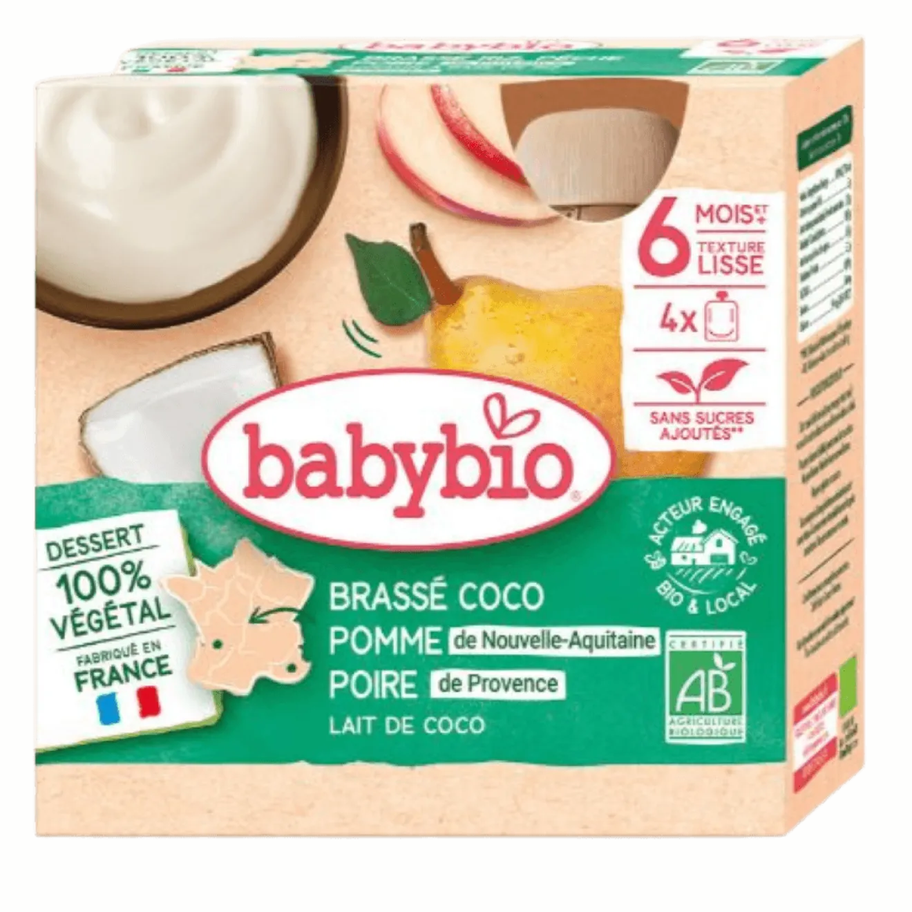 Brassé Végétal Coco Pomme Poire + 6 mois Bio