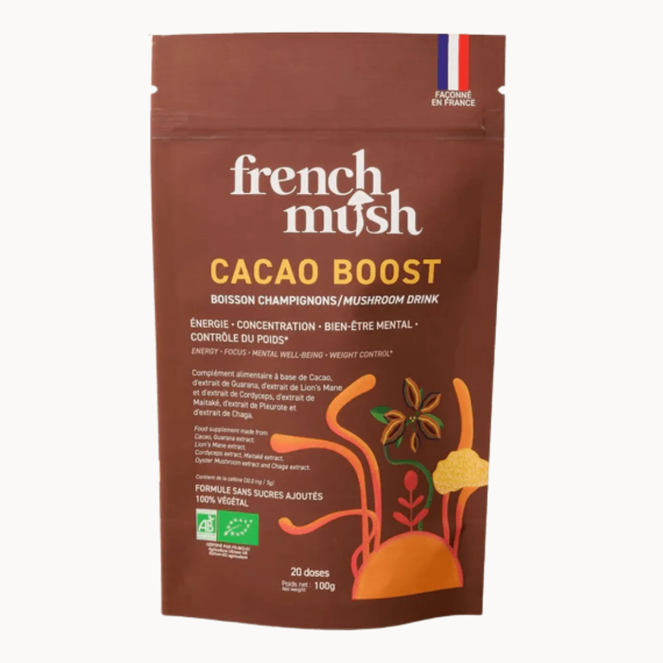 Cacao aux Champignons Adaptogènes Bio