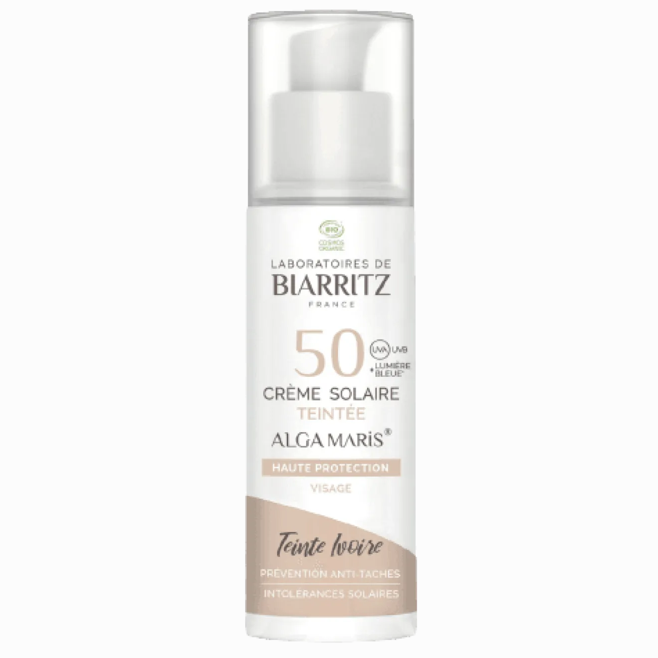 Crème solaire visage teintée SPF50 Ivoire Bio