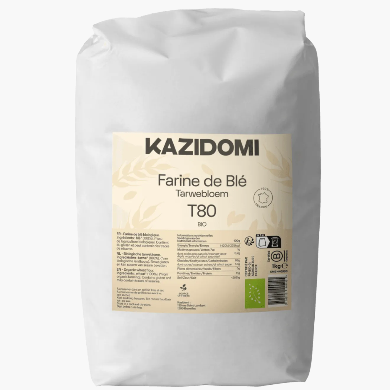 Farine Blé Semi-Complète T80 Bio
