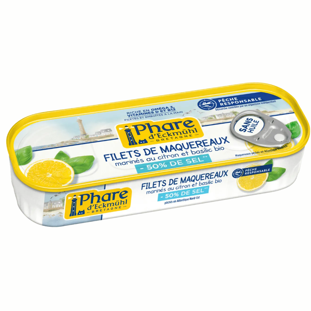 Filets Maquereaux Citron Basilic -50% Sel