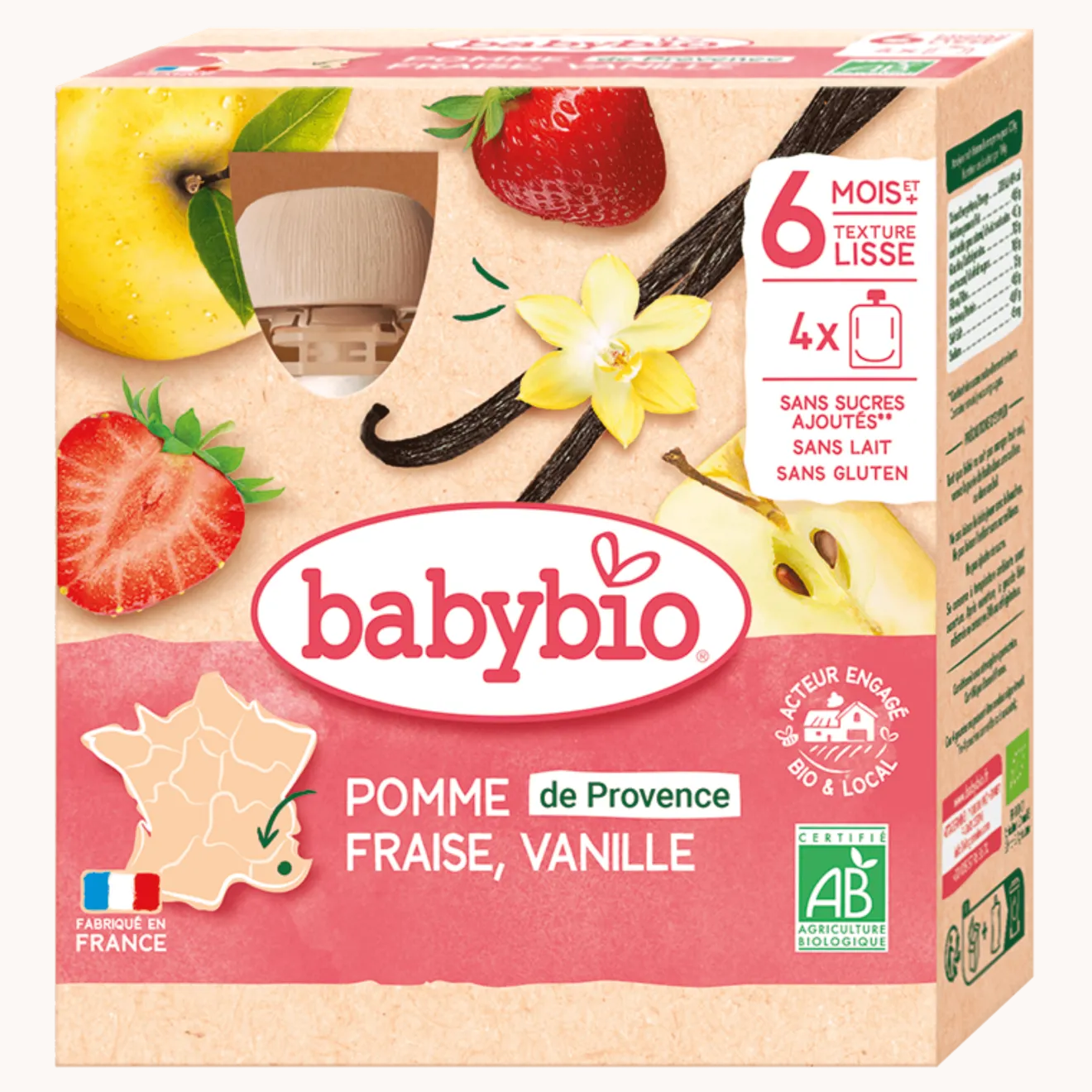 Gourdes Pomme Fraise Vanille Dès 6 mois Bio