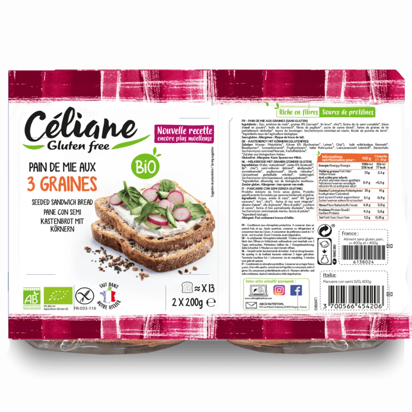 Pain de Mie Graines Sans Gluten Bio