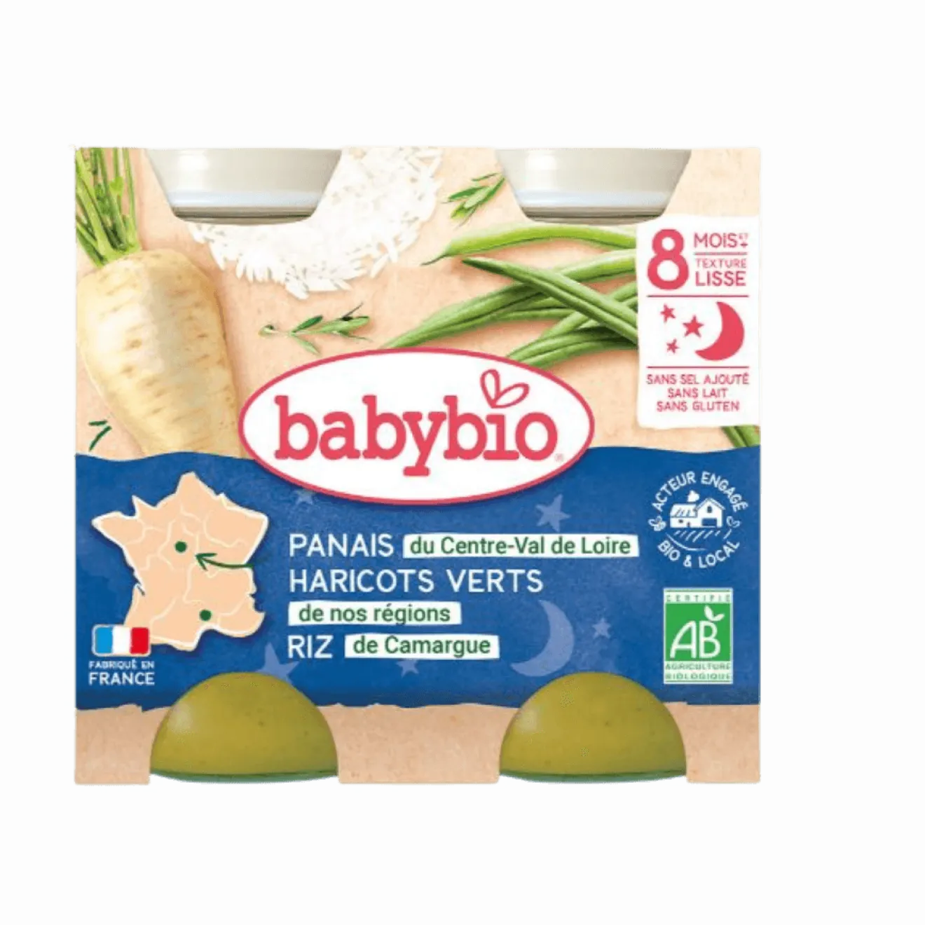 Panais Haricots verts Riz dès 8 mois Bio