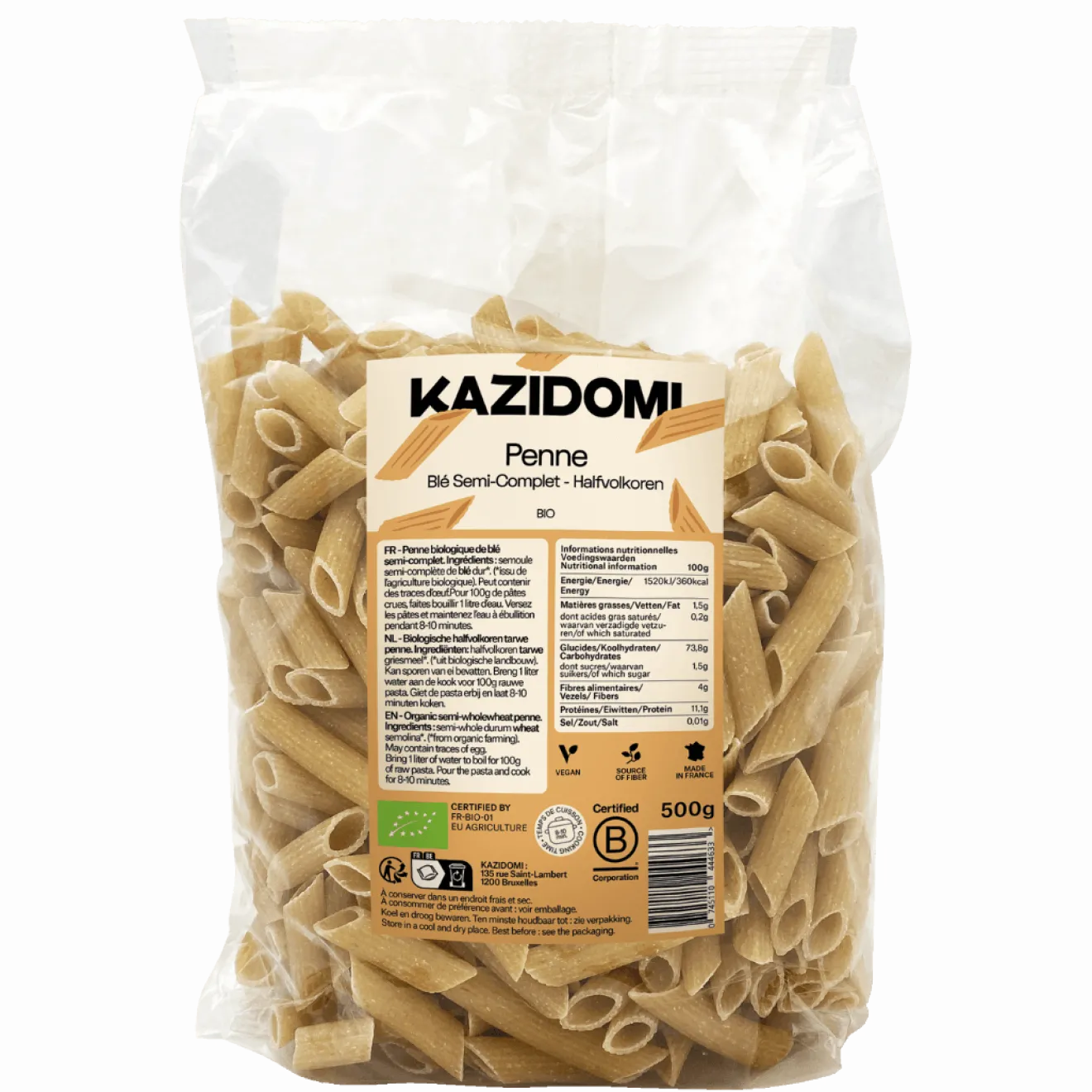 Penne Blé Semi-Complet Bio