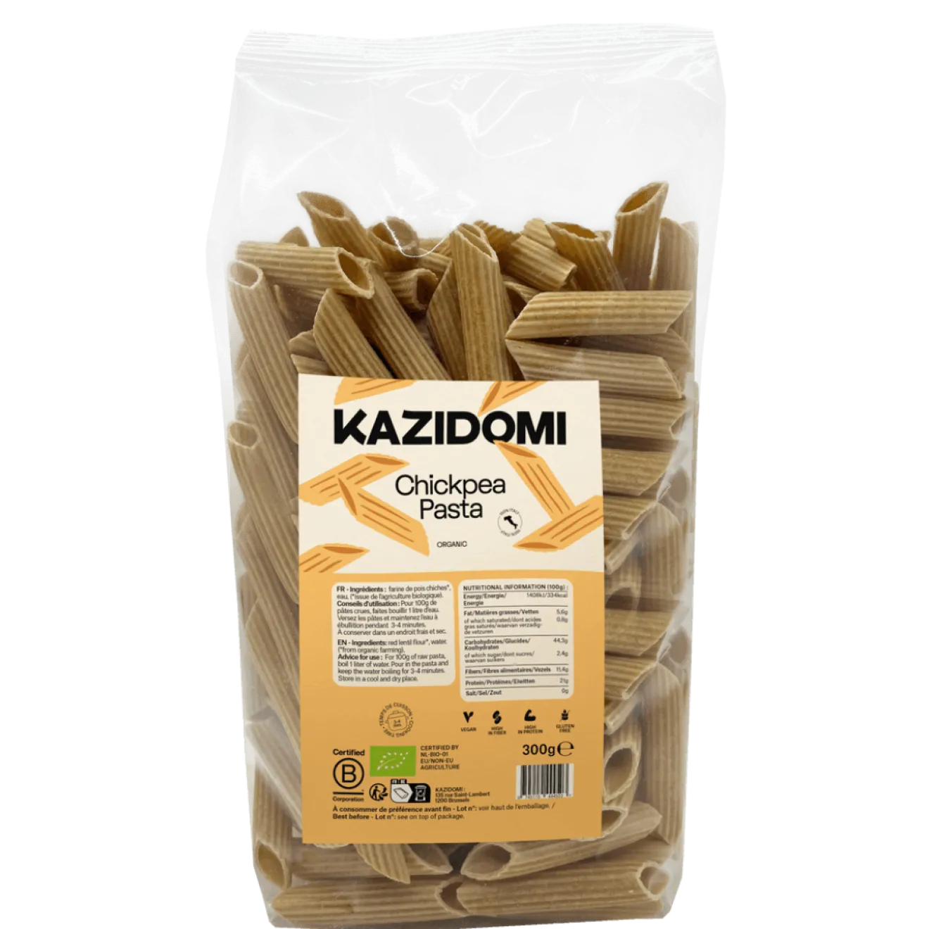 Penne Pois Chiches Sans Gluten Bio
