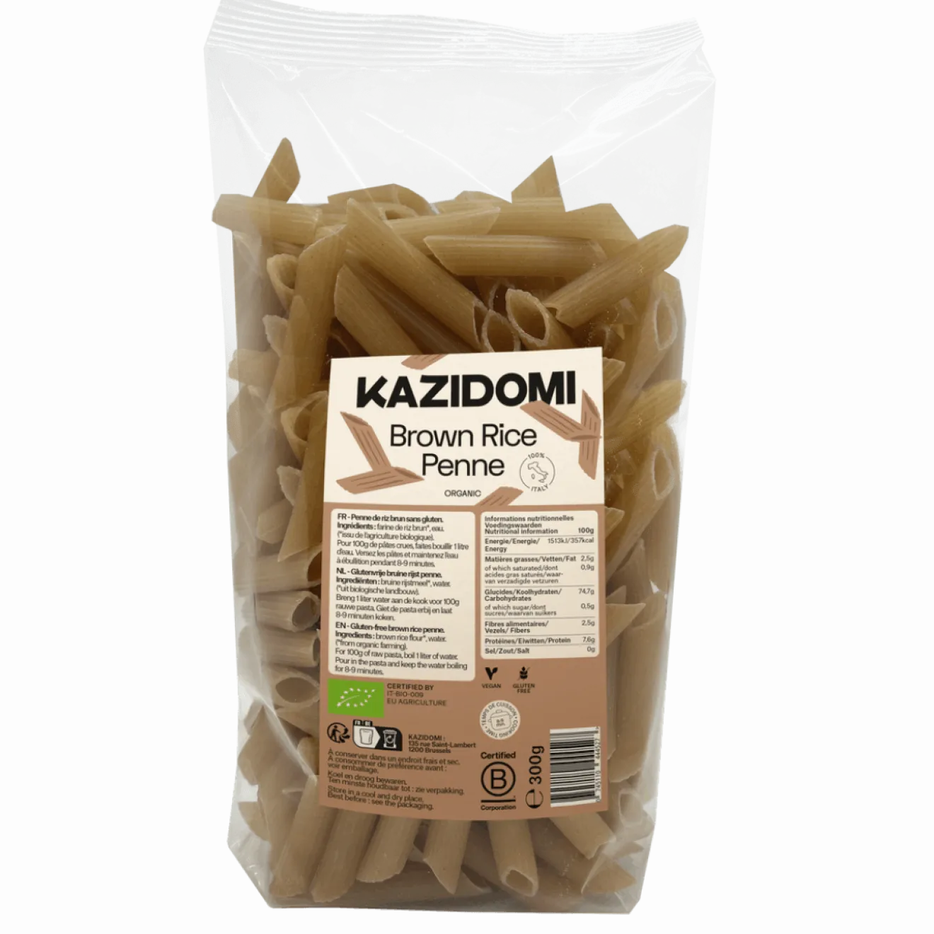 Penne Riz Complet Sans Gluten Bio