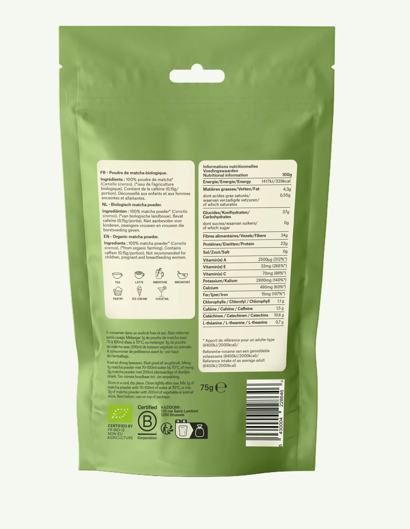 Poudre de Matcha Bio