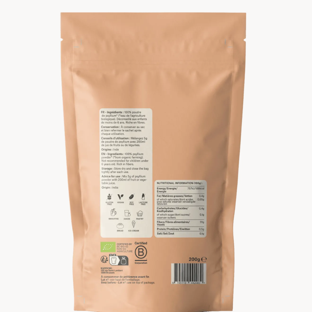 Poudre de Psyllium (régulation transit intestinal) Bio