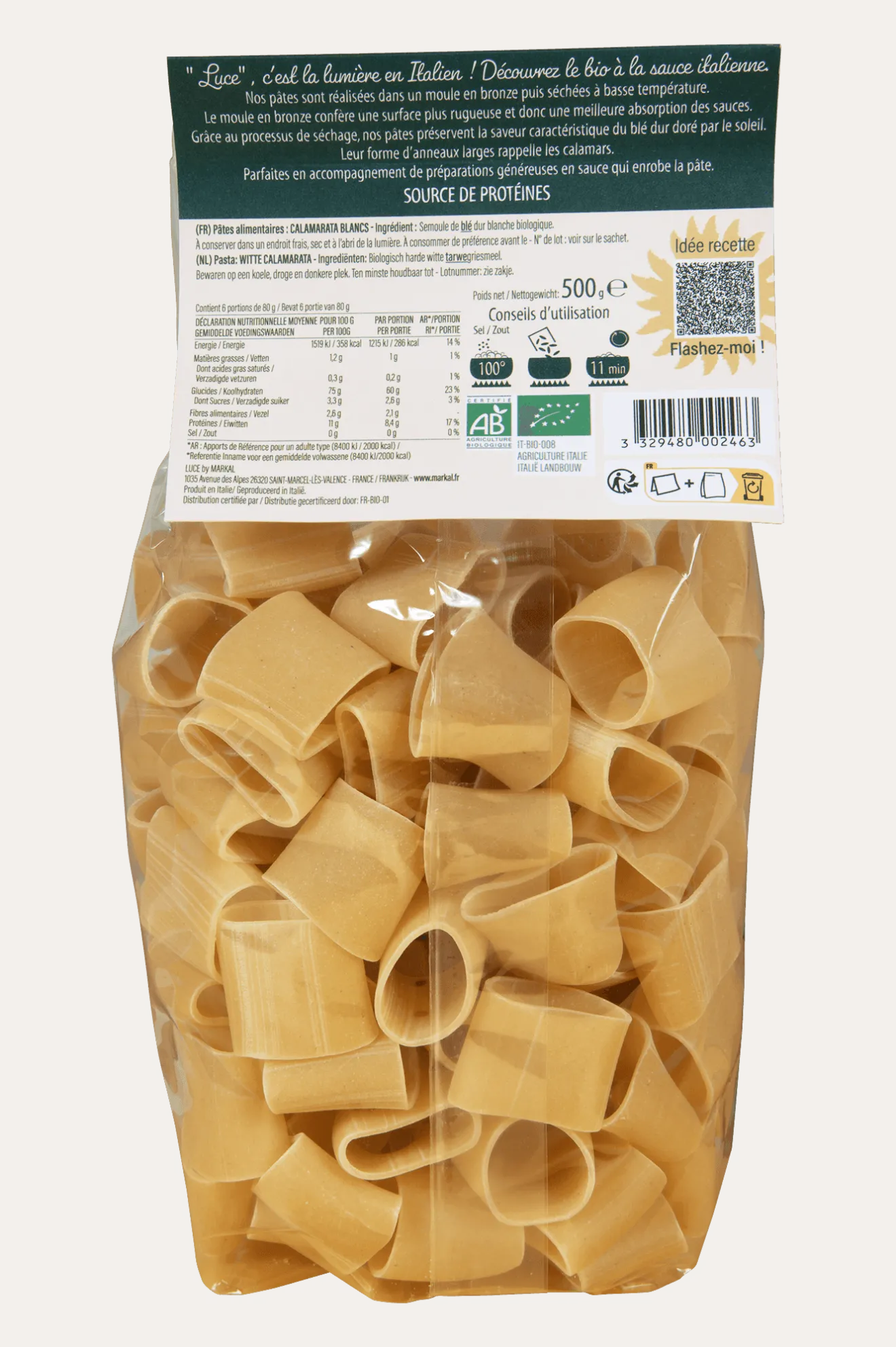 Pâtes calamarata Bio