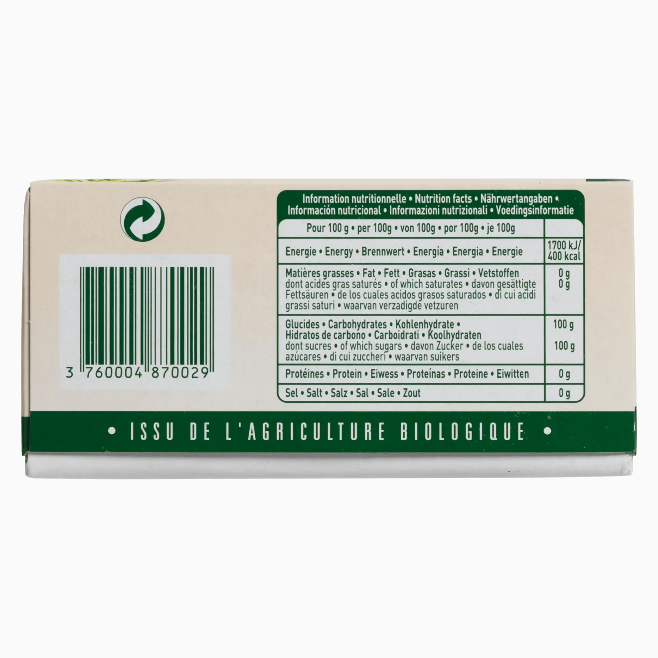 Sucre de Canne Morceaux Roux Bio