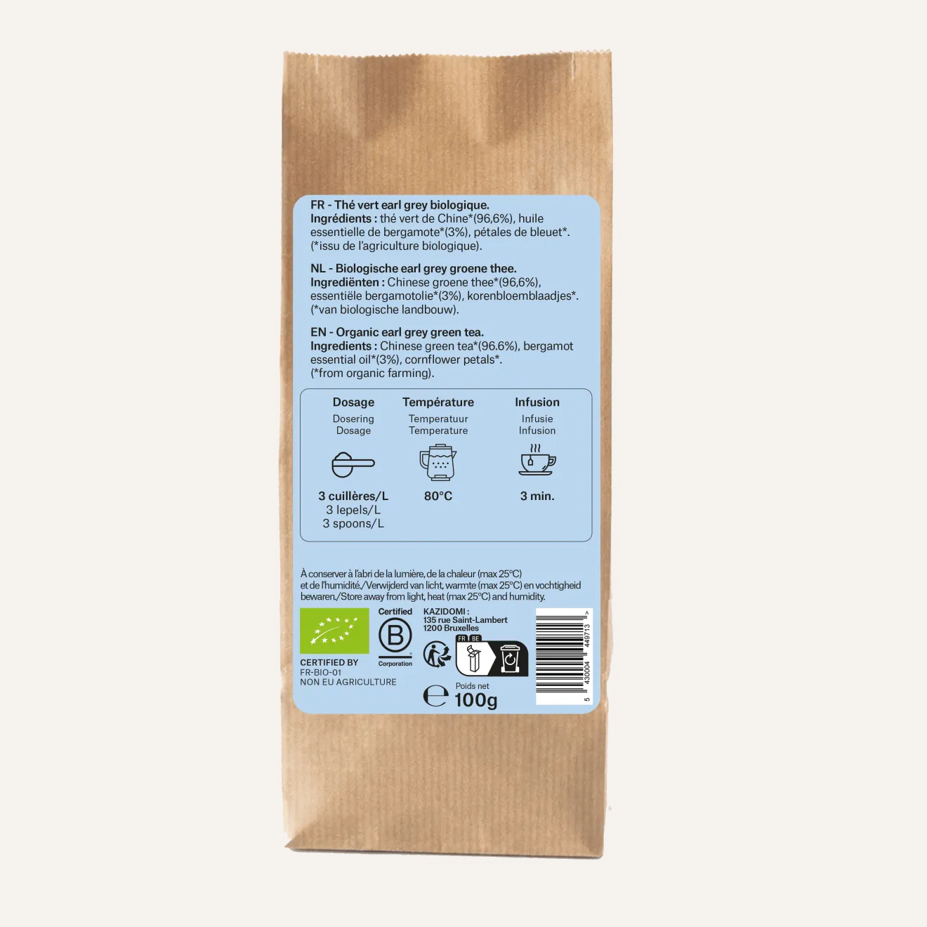 Thé vert earl grey Bio